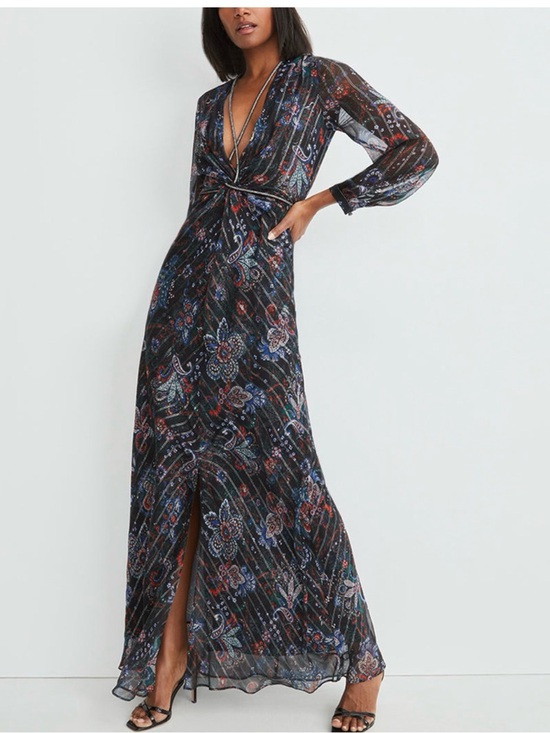 Veronica Beard Dresses & Skirts - Veronica Beard Black Kaira Metallic Silk Twist-Front Maxi Dress